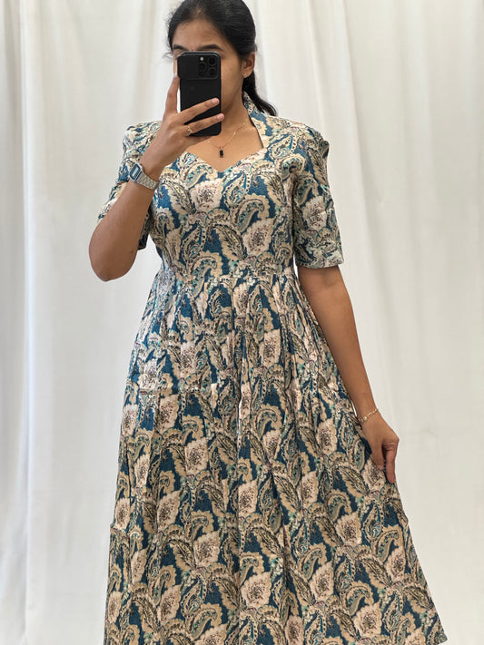 Maheshwari Cotton Umbrella Kurti With Back knot