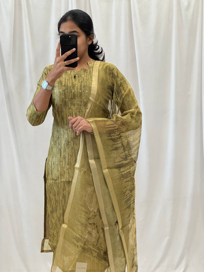 Abstract Tissue Kurti with Dupatta