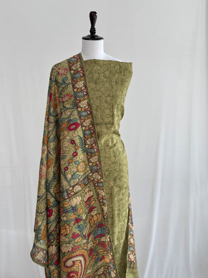 Ghicha Tussar Silk Suit with Kalamkari Dupatta