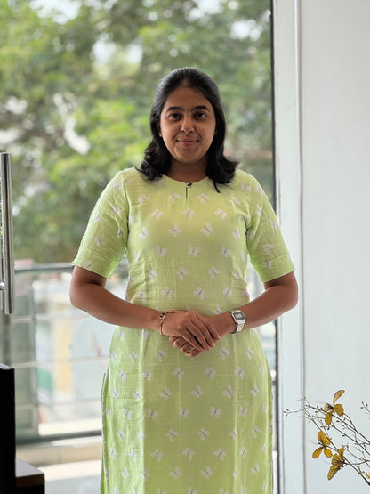 Pista Green Muslin Kurti with Lining