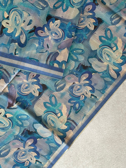 Brush Paint Printed Tissue Chanderi Saree