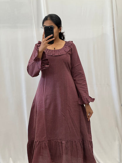 Cotton A Line Dress with Ruffles