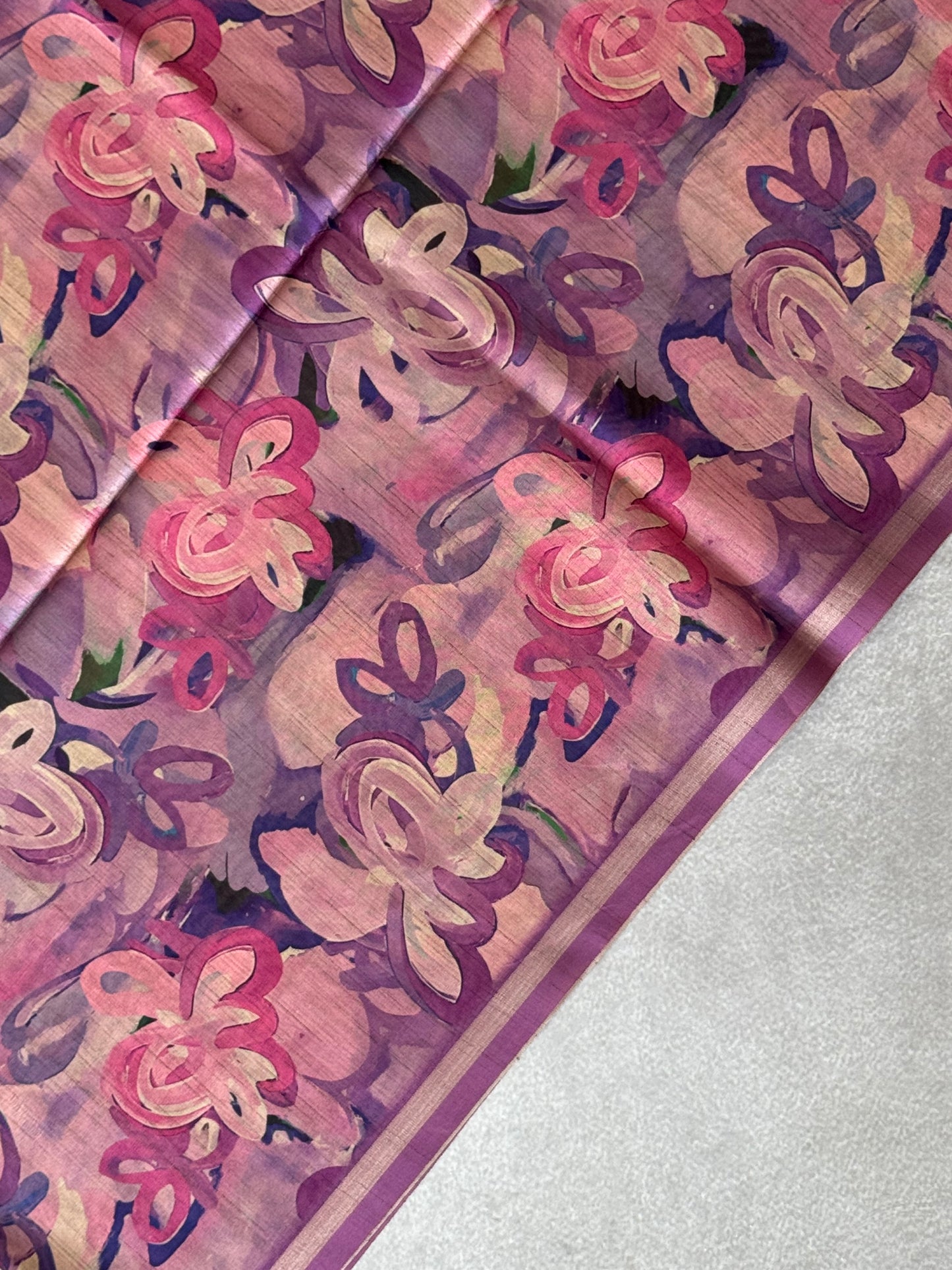 Brush Paint Printed Tissue Chanderi Saree