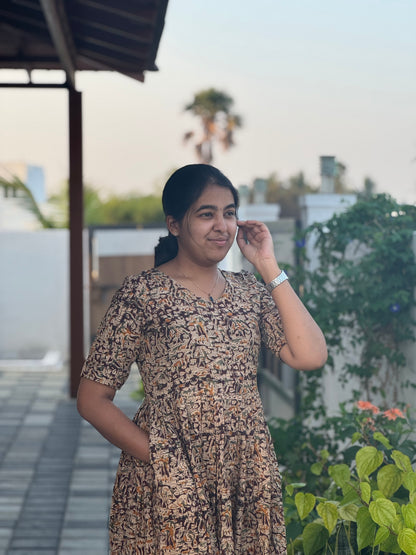 Maroon Kalamkari Cotton Maxi