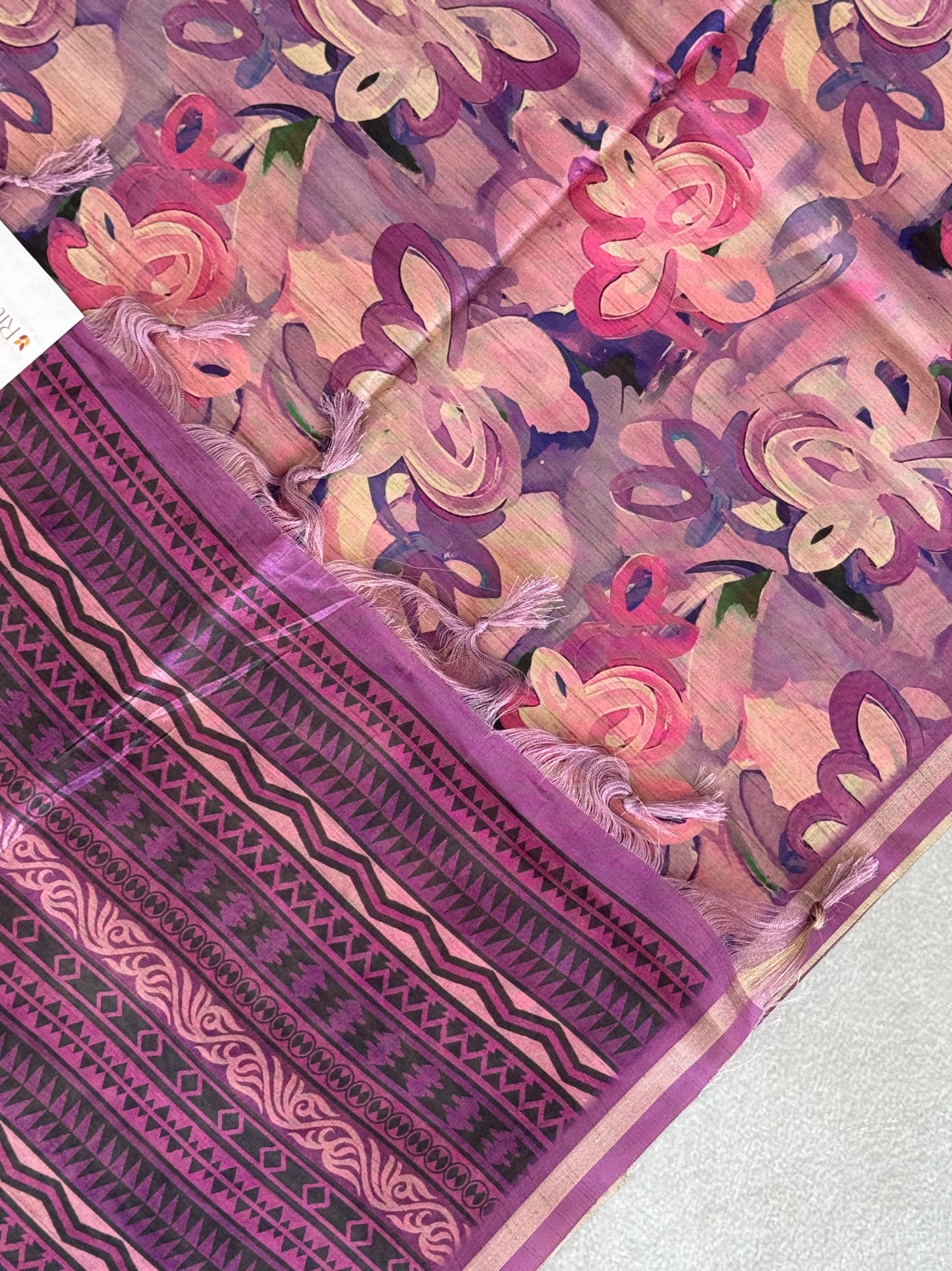 Brush Paint Printed Tissue Chanderi Saree