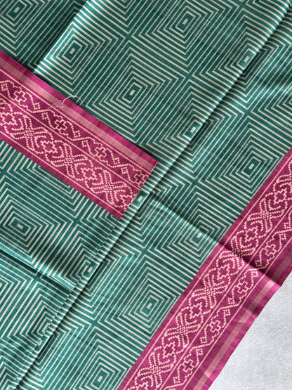 Geometric Printed Semi Tusser Saree