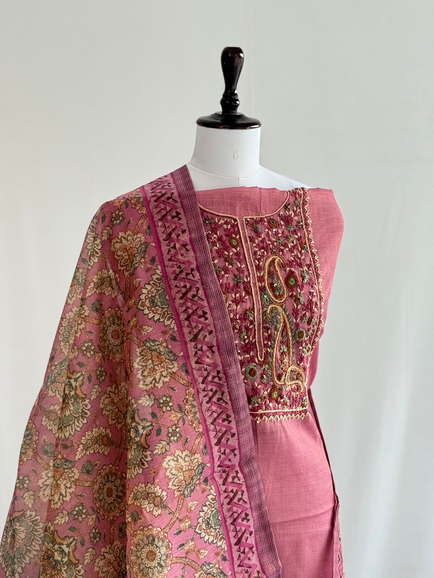 Hand-Embroidered Tissue Linen Suit