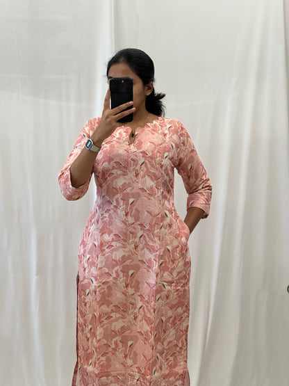 Tissue Chanderi Straight Kurti