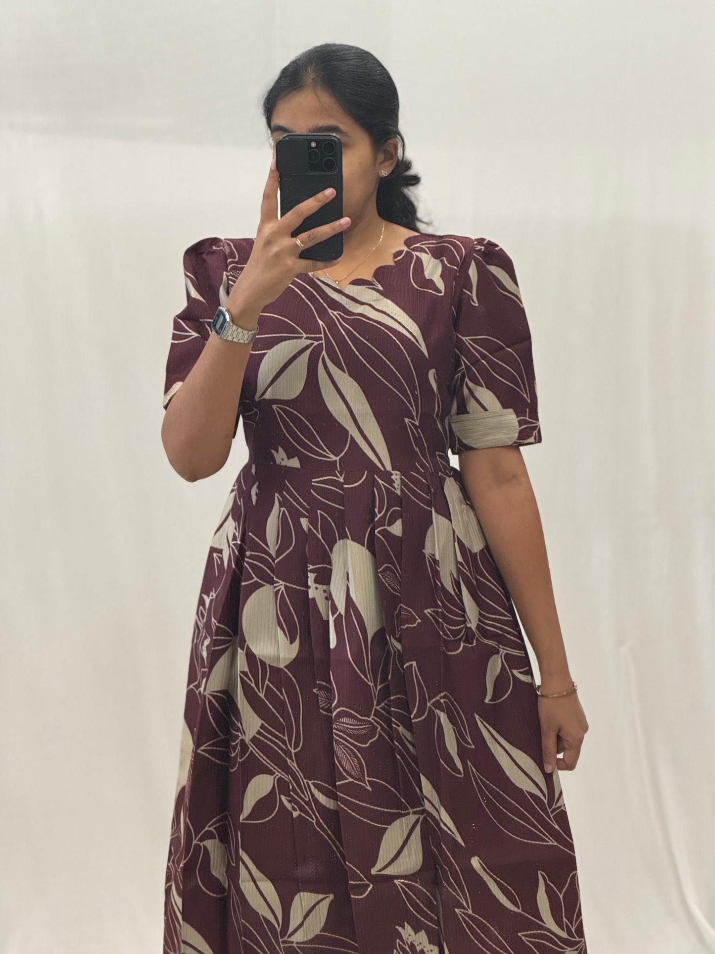 Textured Satin Rayon Umbrella Kurti