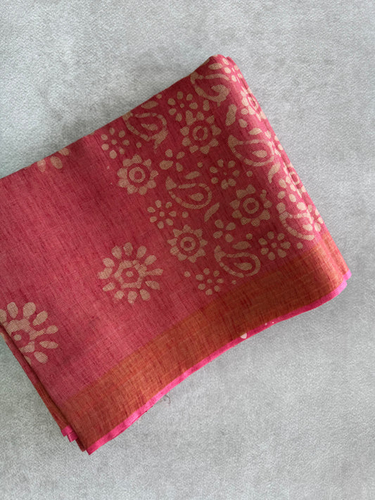 Batik Printed Tissue Cotton Saree