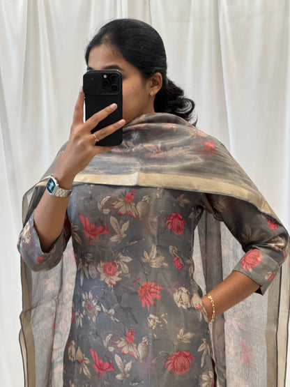 Floral Tissue kurti with Duppata