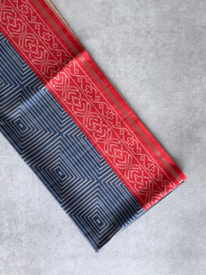 Geometric Printed Semi Tusser Saree