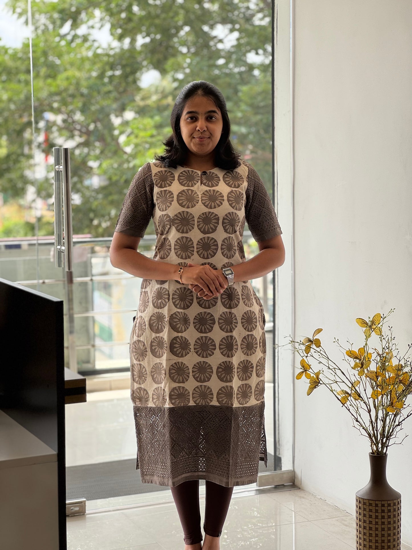 Cotton Hakoba Kurti with Lining