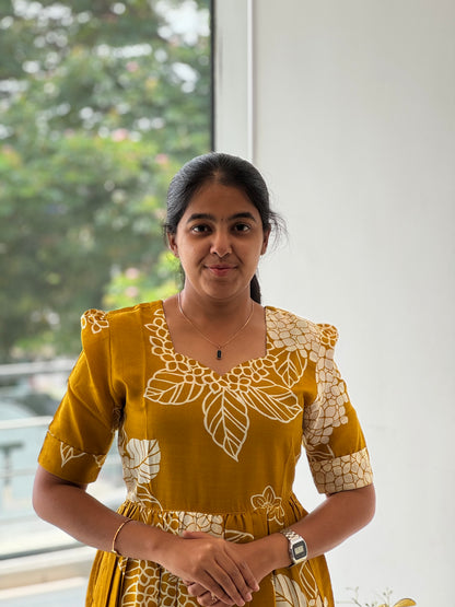 Floral Printed Two Tier Cotton Maxi