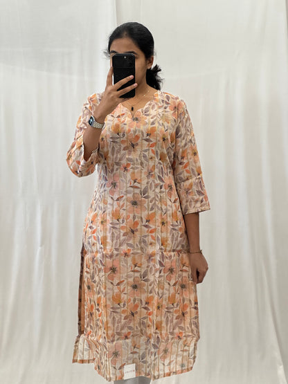 Zari Chanderi Straight Kurti