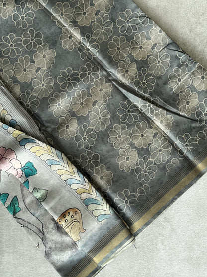 Pichwai Printed Semi Tusser Saree