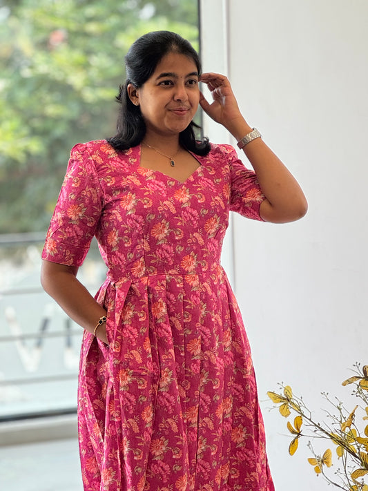 Raspberry Pink Hakoba Cotton Maxi