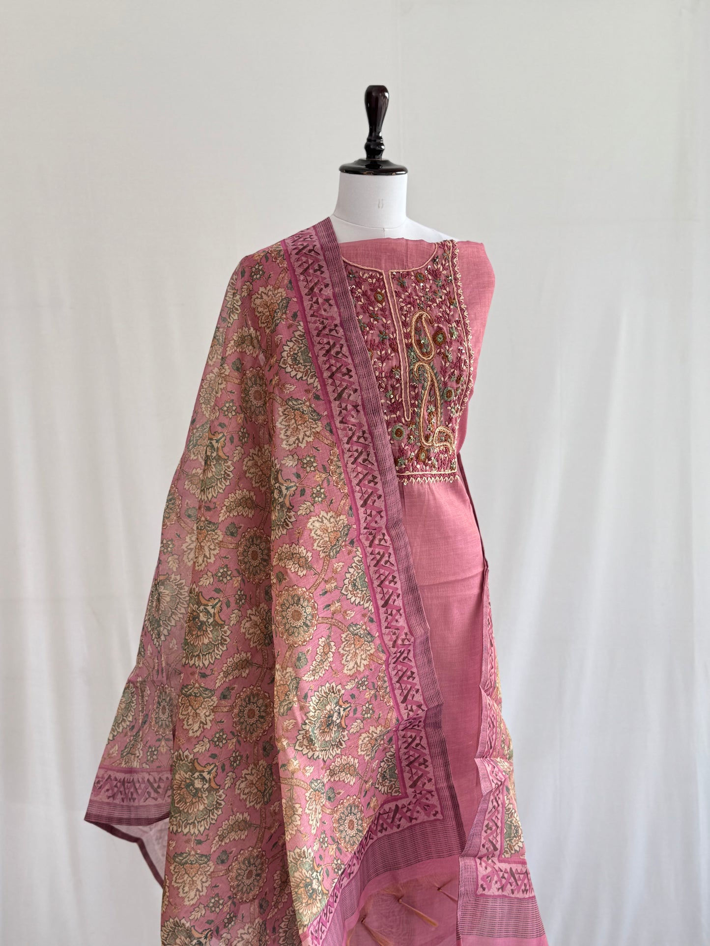 Hand-Embroidered Tissue Linen Suit