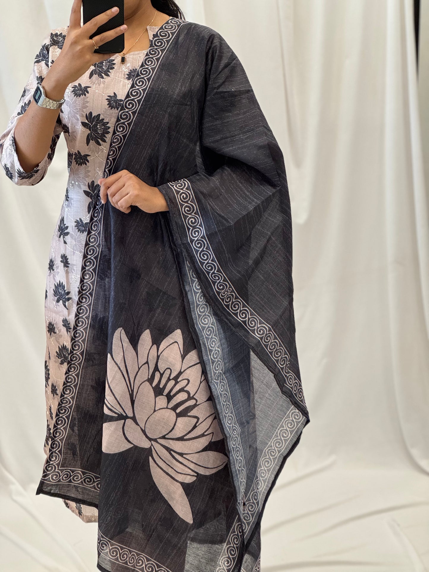 Embroidered Chanderi 3-Piece Set