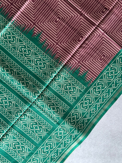 Geometric Printed Semi Tusser Saree