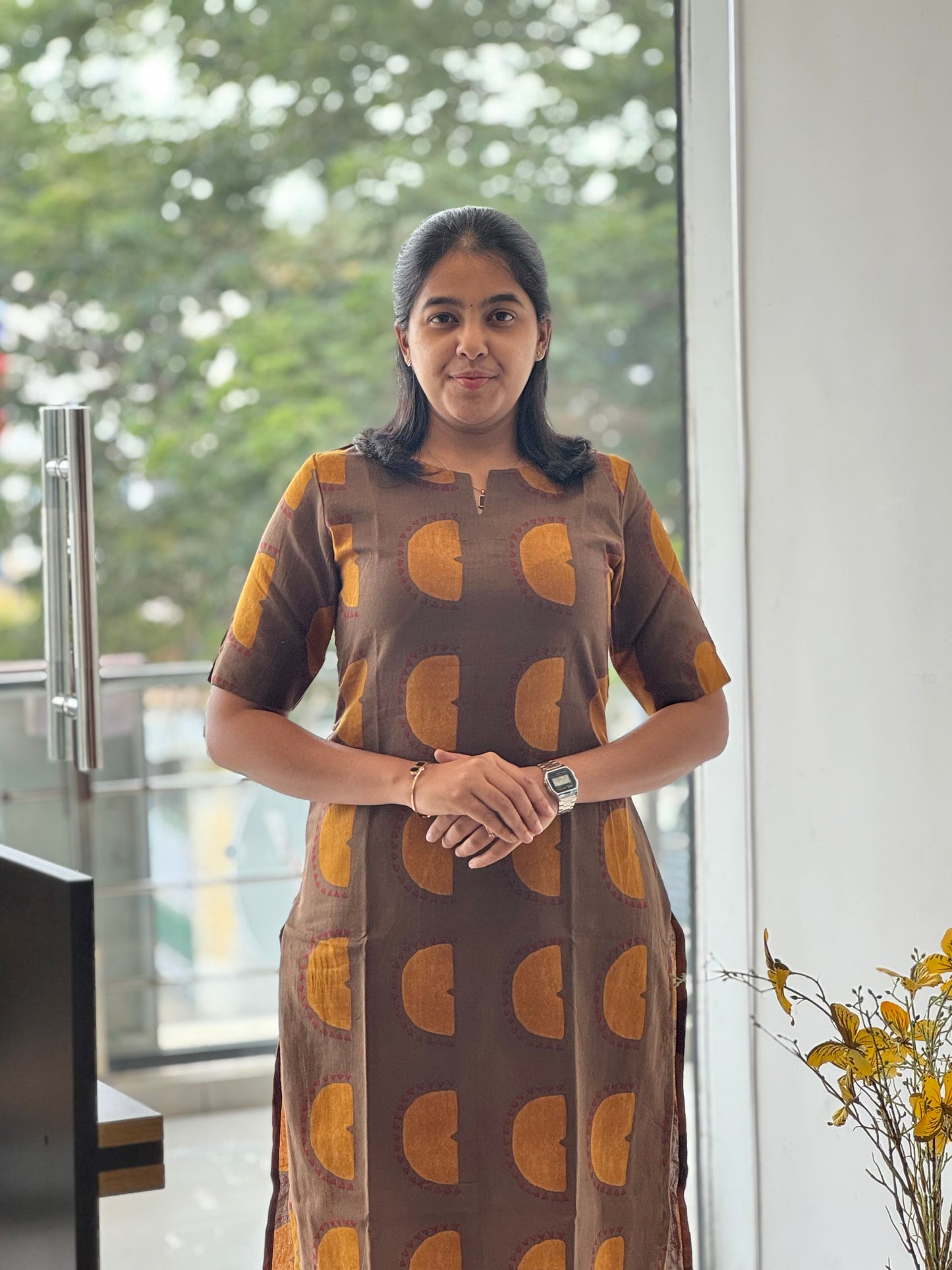 Brown & Yellow Cotton Co-Ord Set