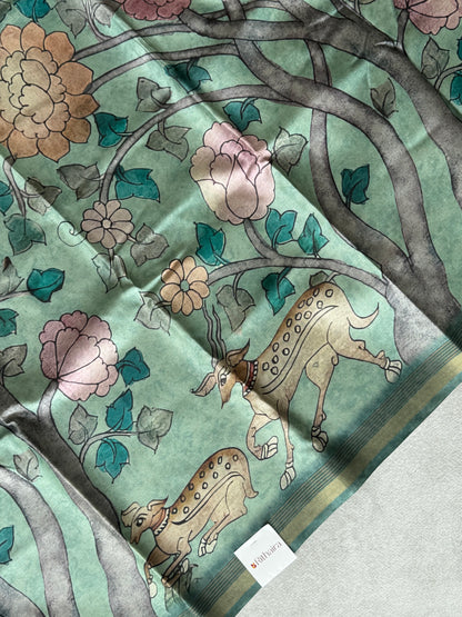 Pichwai Printed Semi Tusser Saree