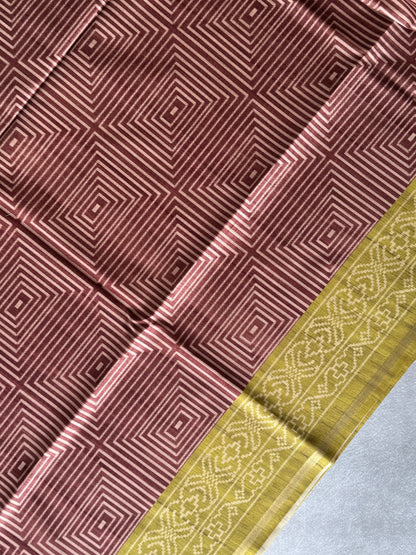 Geometric Printed Semi Tusser Saree