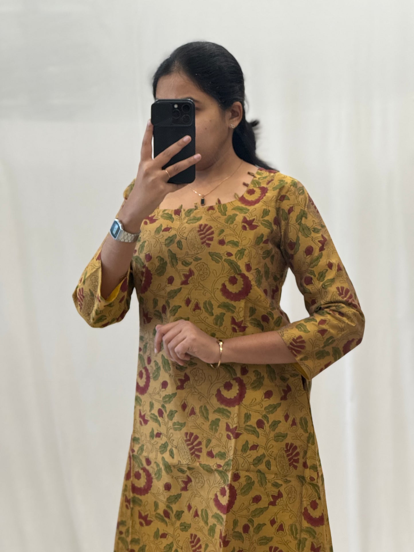 Kalamkari Printed Chanderi Cotton A Line Dress