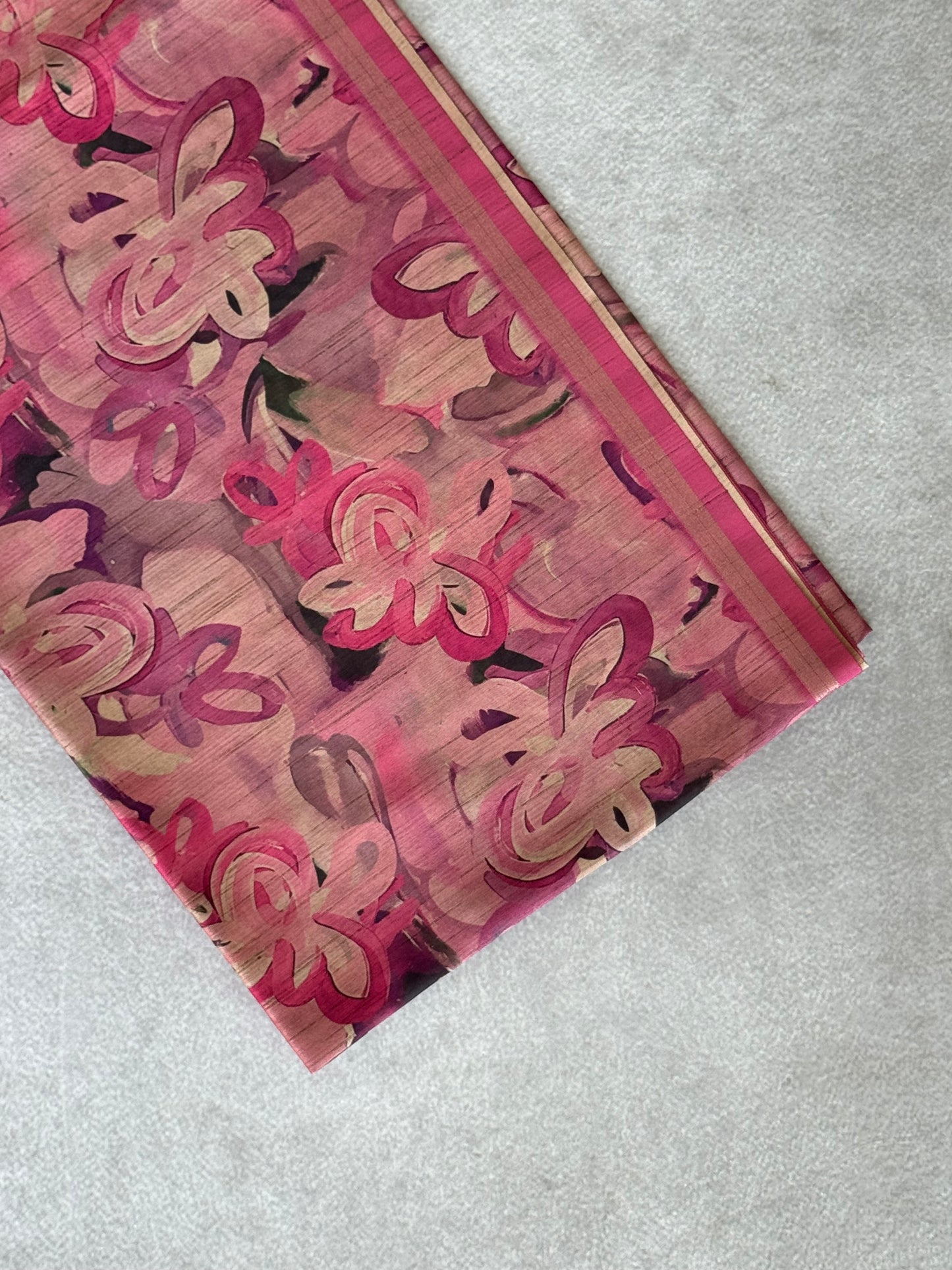 Brush Paint Printed Tissue Chanderi Saree