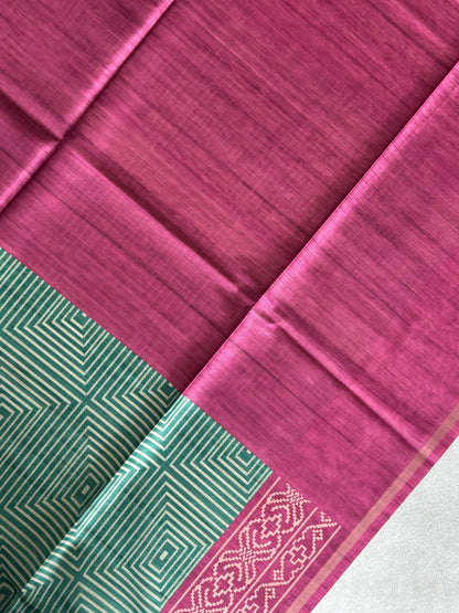 Geometric Printed Semi Tusser Saree
