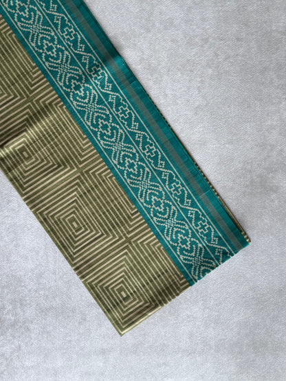 Geometric Printed Semi Tusser Saree