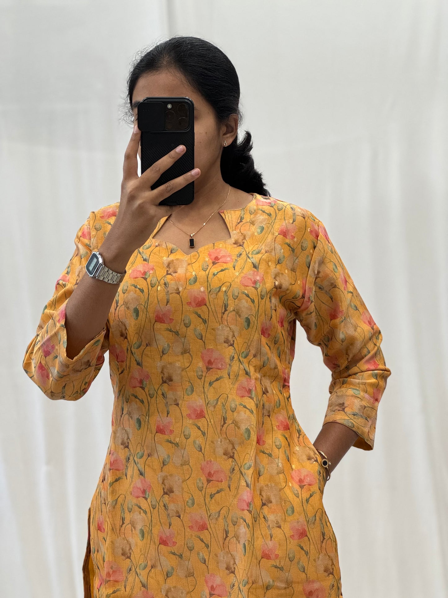 Tissue Chanderi Straight Kurti