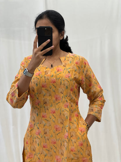 Tissue Chanderi Straight Kurti