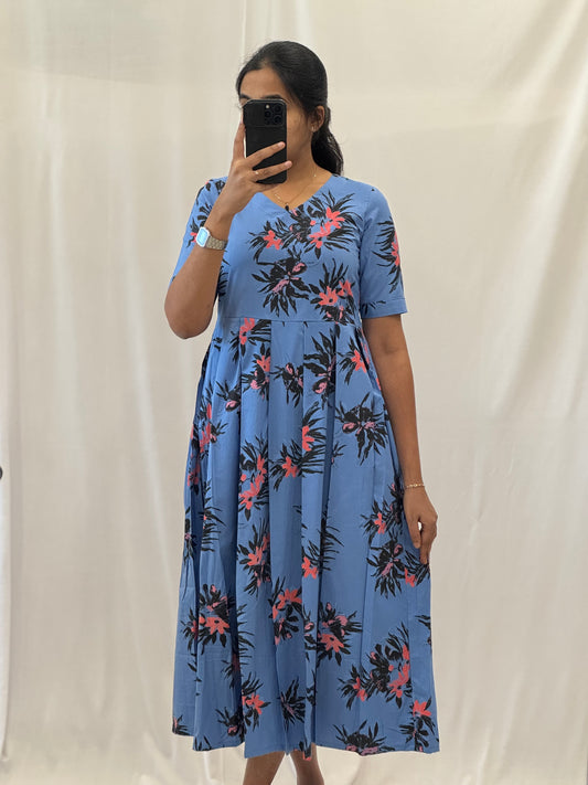 Lustrous Blue Viscose Maxi