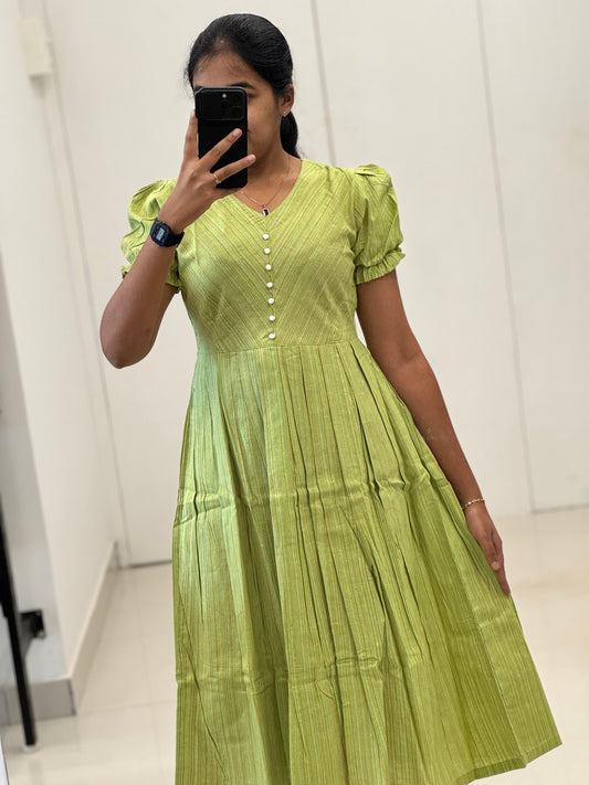Cotton Pompom Umbrella Kurti