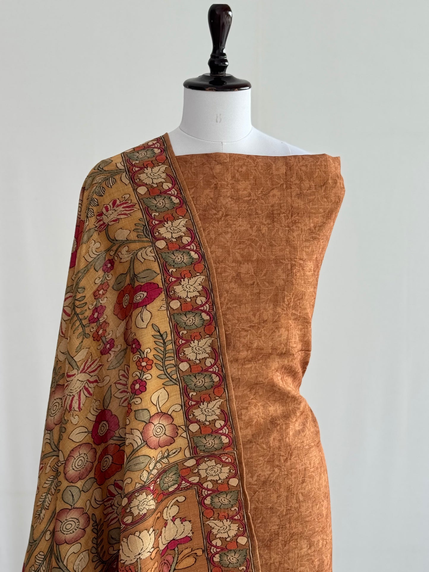 Ghicha Tussar Silk Suit with Kalamkari Dupatta