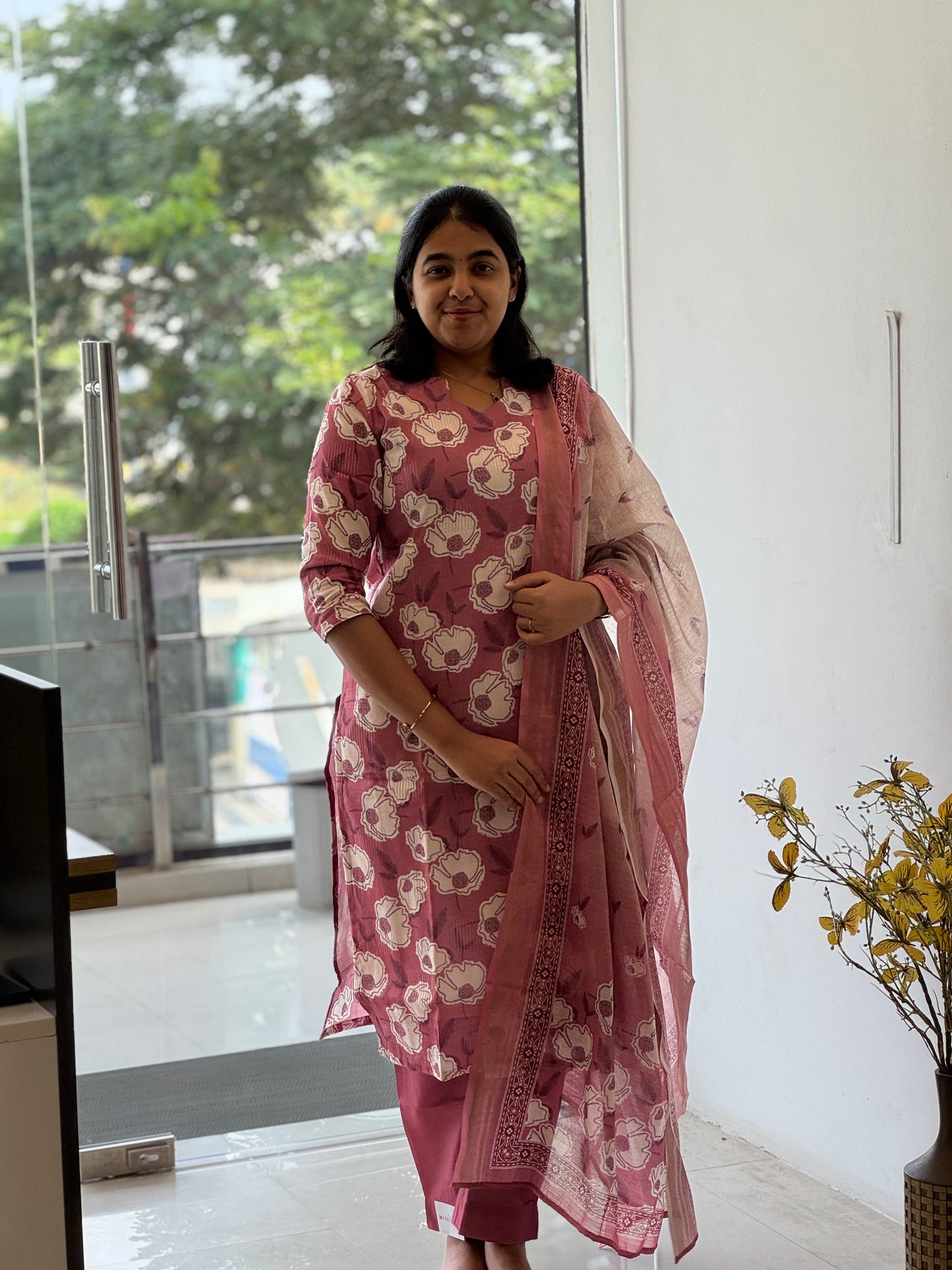 Dusty Onion Pink Lilen Cotton 3 Piece Set