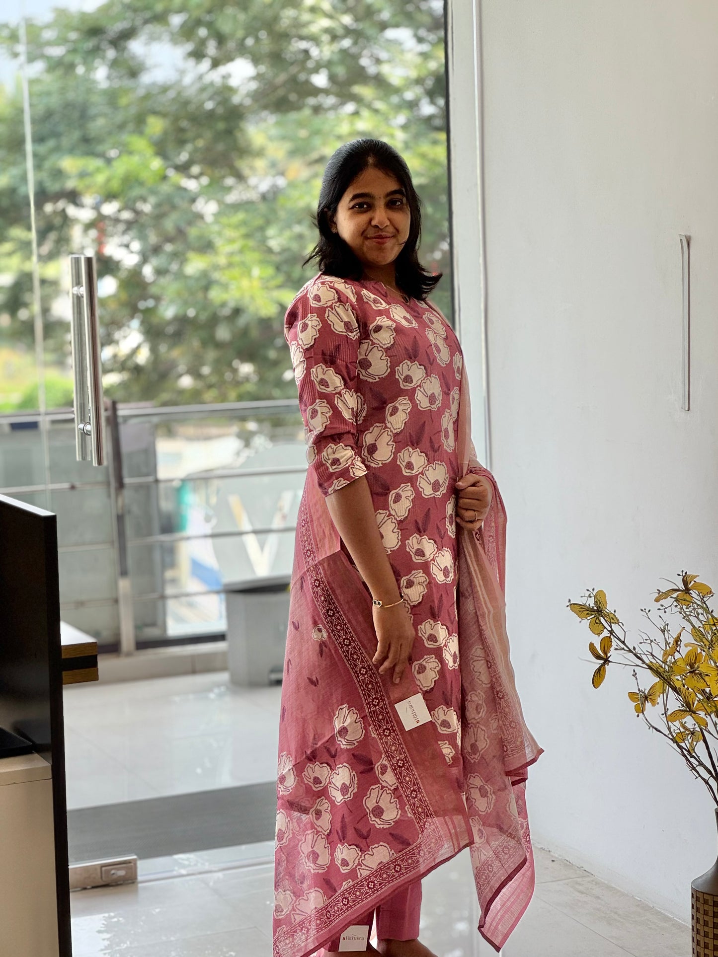 Dusty Onion Pink Lilen Cotton 3 Piece Set