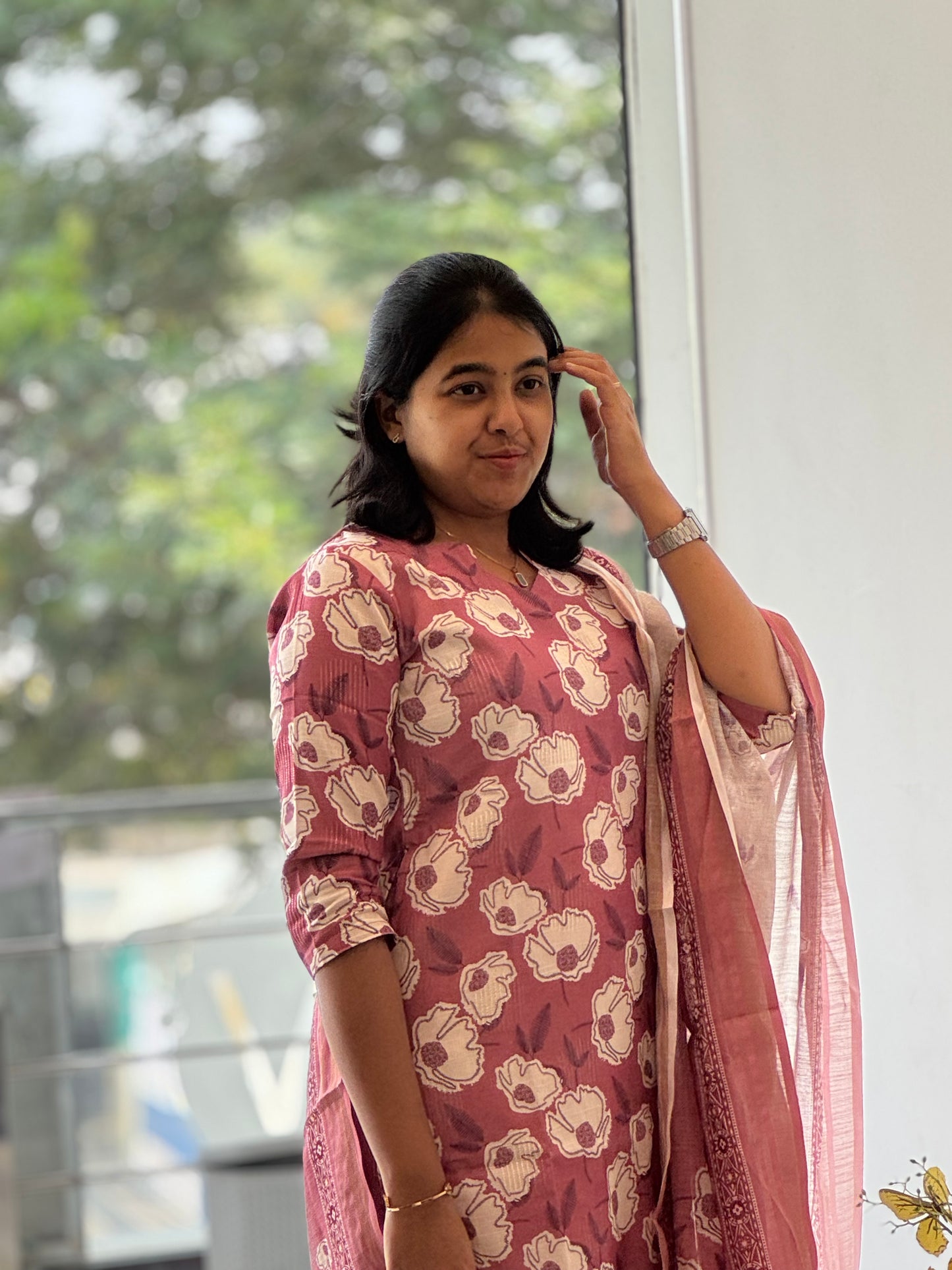 Dusty Onion Pink Lilen Cotton 3 Piece Set