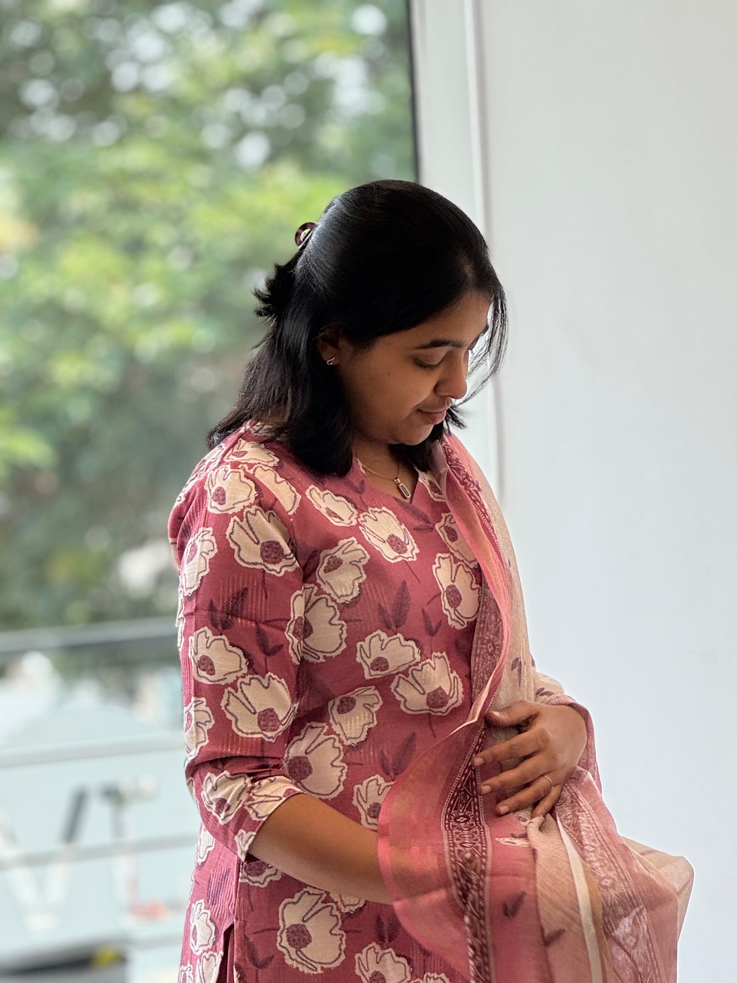 Dusty Onion Pink Lilen Cotton 3 Piece Set