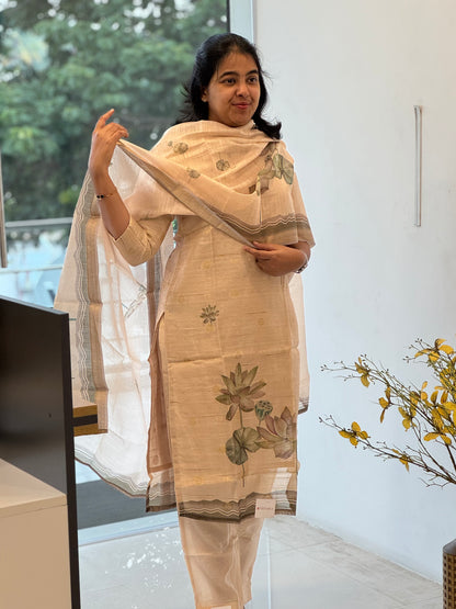 Foil Butta Woven Jute Silk 3 Piece Set