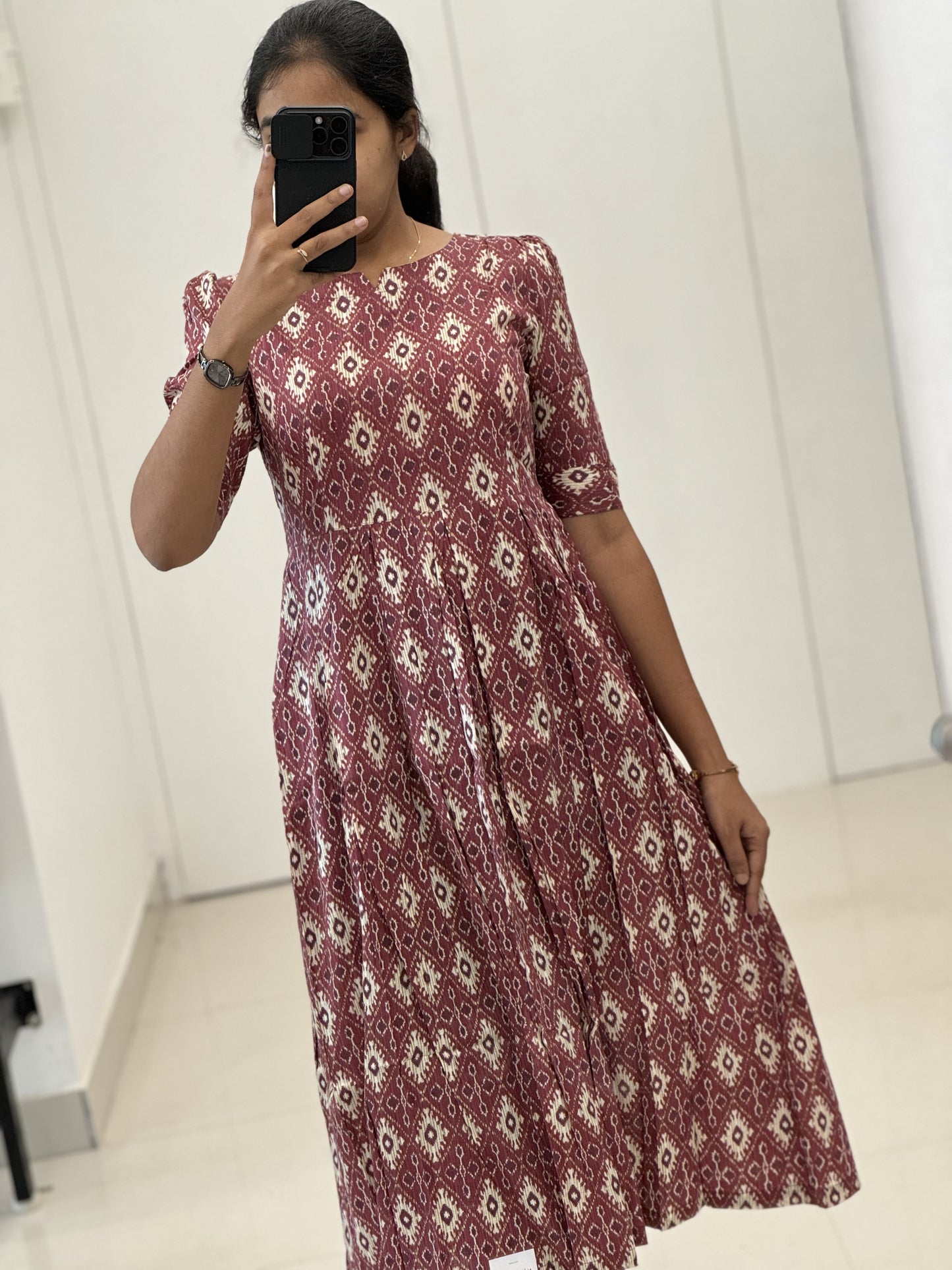 Ikkat Rayon Umbrella Kurti