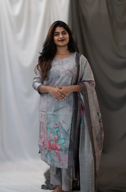 Muslin Chanderi 3-Piece Set With Pockets
